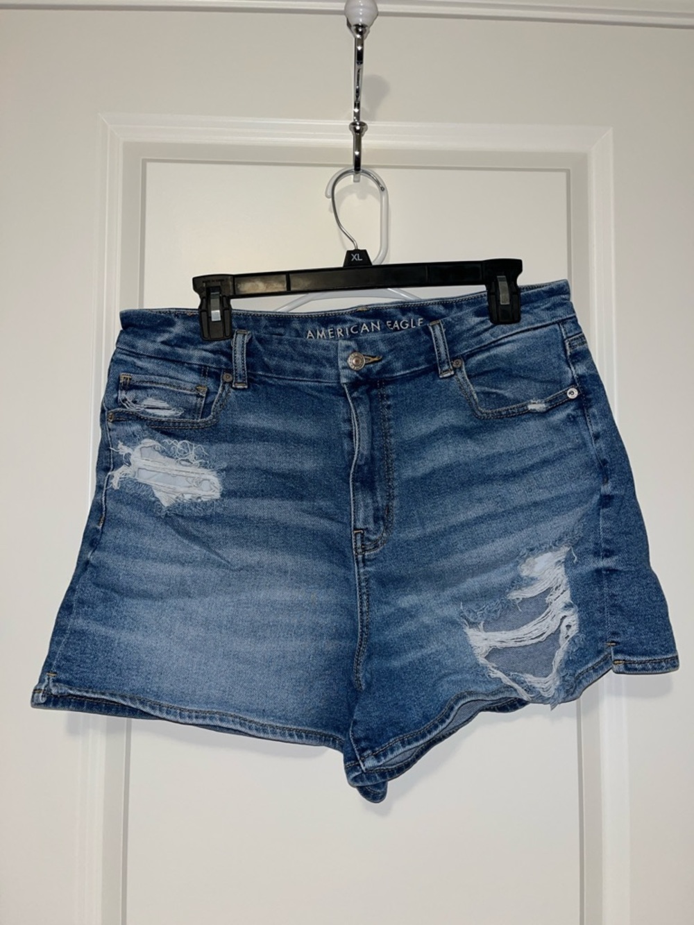 American Eagle Outfitters Distressed Mid-Blue Denim Shorts